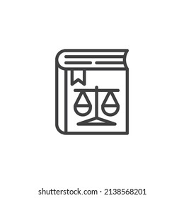 Law book line icon. linear style sign for mobile concept and web design. Book with justice scales outline vector icon. Symbol, logo illustration. Vector graphics