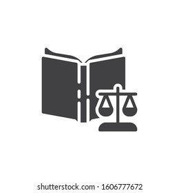 Law Book vector icon. filled flat sign for mobile concept and web design. Constitution book and justice scale glyph icon. Symbol, logo illustration. Vector graphics