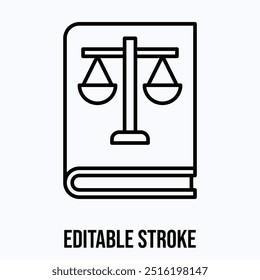 law book vector icon, justice and law, book with libra sign, Isolated Lineal Vector Icon.