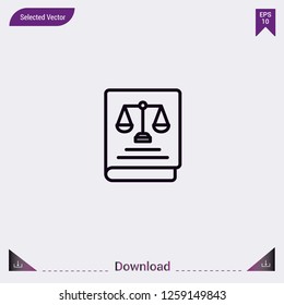 Law and Book vector icon. Modern, simple, isolated, flat best quality icon for web site designs or mobile apps. Vector illustration EPS10.