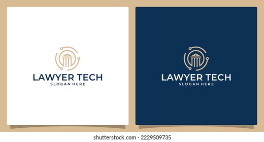 Law building logo design template with technology logo graphic design vector illustration. Symbol, icon, creative.