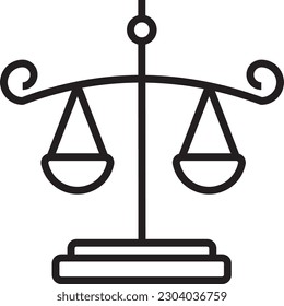 Law Business and office icon with black outline style. legal, justice, judge, crime, judgment, scales, auction. Vector illustration