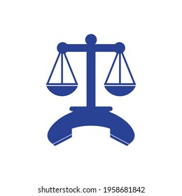 Law call vector logo design template. Handset and balance icon design.
