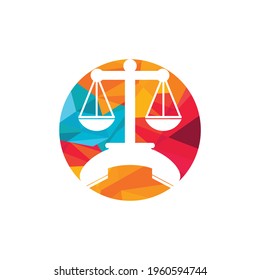 Das Gesetz nennt Vektorlogo-Design-Vorlage. Design des Handgeräts und der Balance des Symbols.