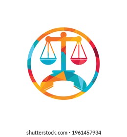 Law call vector logo design template. Handset and balance icon design.