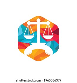 Law call vector logo design template. Handset and balance icon design.