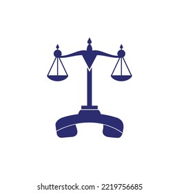 Law call vector logo design template. Handset and balance icon design.