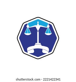 Plantilla de diseño de logotipo vectorial de llamada legal. Diseño de iconos de juego y balance.