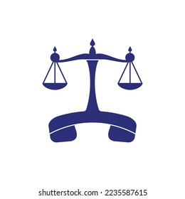 Law call vector logo design template. Handset and balance icon design.