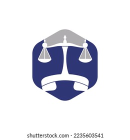 Law call vector logo design template. Handset and balance icon design.