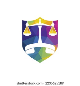 Law call vector logo design template. Handset and balance icon design.