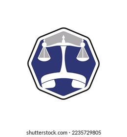 Law call vector logo design template. Handset and balance icon design.