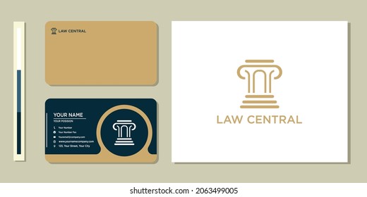 Law central logo icon and business card design template inspiration