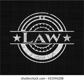Law chalkboard emblem on black board