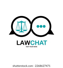 Law chat with hammer logo vector design. Suitable for business, web, law and social network