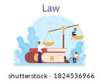 Law class concept. Punishment and judgement education. Guilt and innocence idea. Law course. Vector illustration in cartoon style