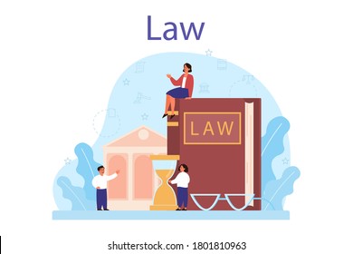 Law class concept. Punishment and judgement education. Guilt and innocence idea. Law course. Vector illustration in cartoon style
