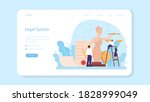 Law class web banner or landing page. Punishment and judgement education. Guilt and innocence idea. Law course. Vector illustration in cartoon style