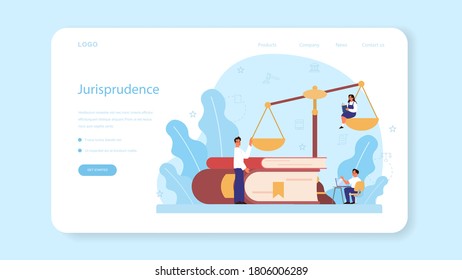 Law class web banner or landing page. Punishment and judgement education. Guilt and innocence idea. Law course. Vector illustration in cartoon style