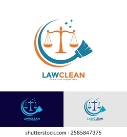 Law clean with broom logo design template. Suitable for business, law firm, attorney, cleaning, health