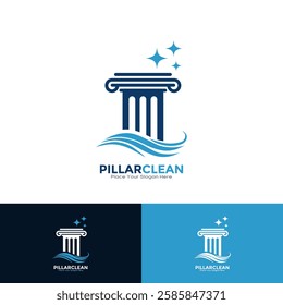 Law clean with pillar logo design template. Suitable for business, law firm, attorney, cleaning,