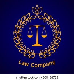 Law company justice scale. Vector logo 