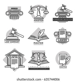 Law company logotypes set in grey color on white