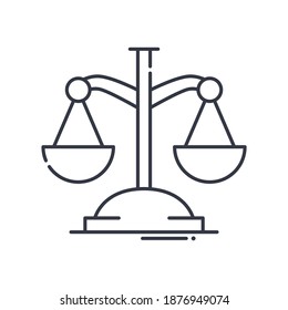 Icono de concepto de ley, ilustración lineal aislada, vector de línea delgada, signo de diseño web, símbolo de concepto de contorno con trazo editable sobre fondo blanco.