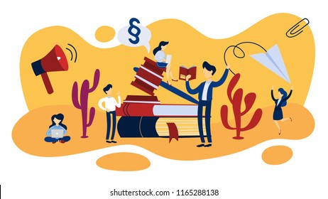 Law concept. Judge gavel or hammer and law books. Isolated flat vector illustration