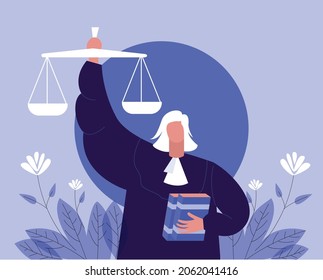 Law concept judge holding up hand miter illustration vector 