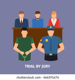 Law concept with jury trial. Vector illustration