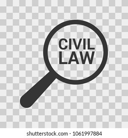 Law Concept: Magnifying Optical Glass With Words Civil Law. Vector illustration