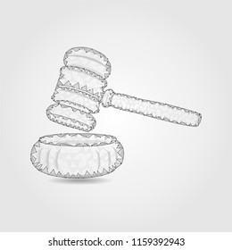 Law concept with polygonal gavel judge vector illustration
