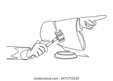 Law concept. Single line draw design vector graphic illustration.