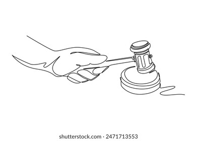 Law concept. Single line draw design vector graphic illustration.