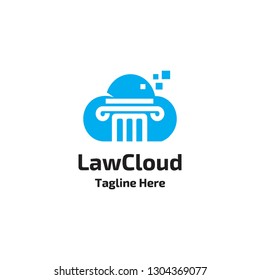 Rechtssaal-Säule mit Cloud-Form Logo-Symbol, Vektorgrafik-Vorlage