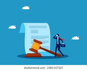 Law Court Professional Office. Businessman and legal documents with judgment hammer symbol