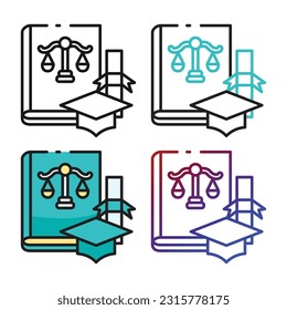 Law degree icon design in four variation color