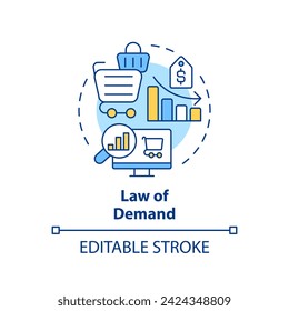 Law of demand multi color concept icon. Relationship between price and quantity demanded. Microeconomic. Round shape line illustration. Abstract idea. Graphic design. Easy to use in brochure marketing