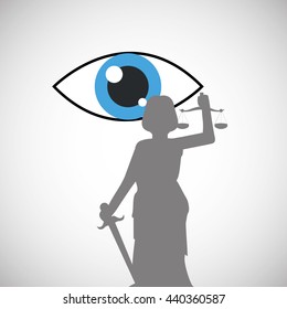 Law design. Justice icon. Flat illustration, vector graphic