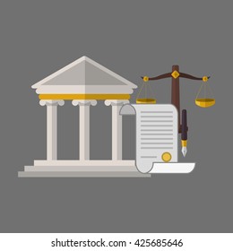 Law design. Justice icon. Grey background, vector illustration