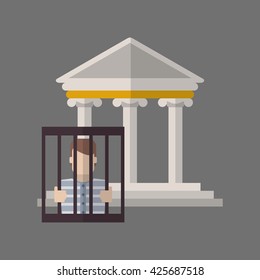 Law design. Justice icon. Grey background, vector illustration