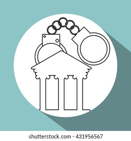 Law design. Justice icon. Grey background, vector illustration