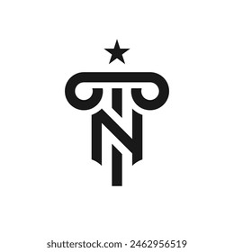 Diseño de la ley con la idea del elemento de diseño de la letra N con concepto de estilo moderno