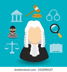 Law design over blue background, vector illustration.