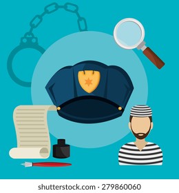 Law design over blue background, vector illustration.