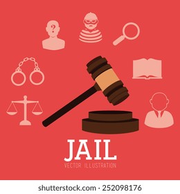 Law design over red background, vector illustration.
