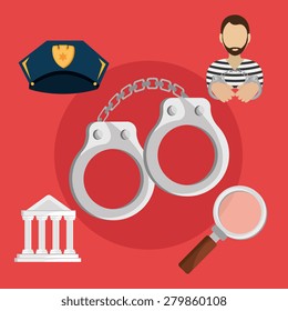 Law design over red background, vector illustration.