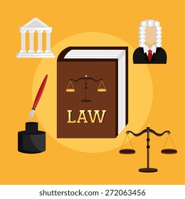 Law design over yellow background, vector illustration.