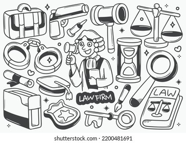 Law Doodle Hand Drawn Vector Collection